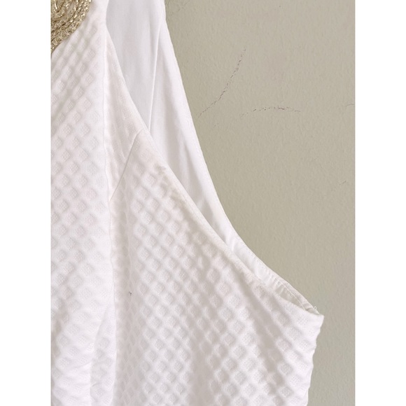 Lilly Pulitzer white Suzette sleeveless dress with gold lamé accents sz 6 - Picture 8 of 13